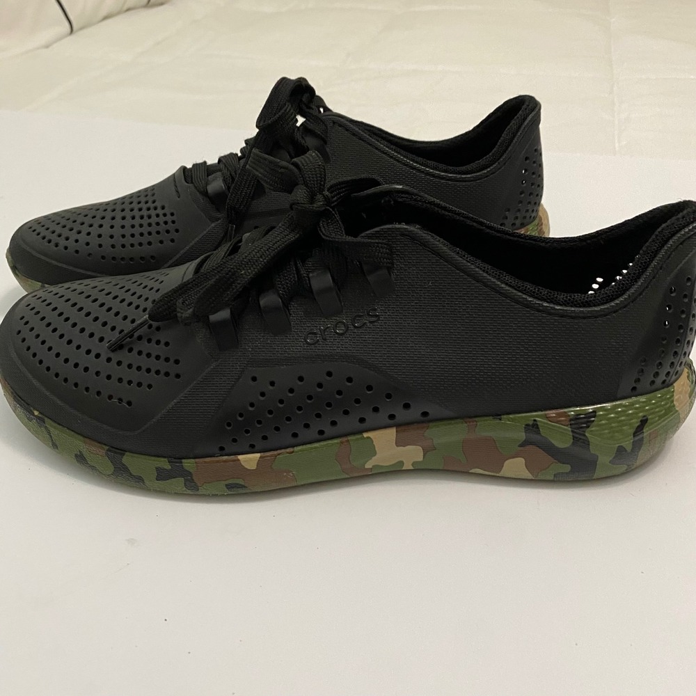Crocs LiteRide Pacer Mens Size 10 Black Camo Excellent Camouflage Sneakers - Picture 8 of 8